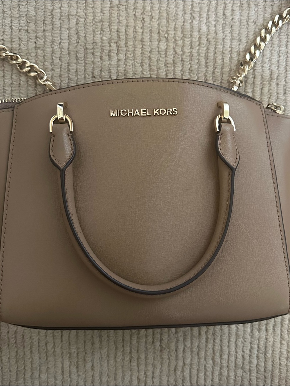 Michael Kors Beige Crossbody Bag with Gold Chain